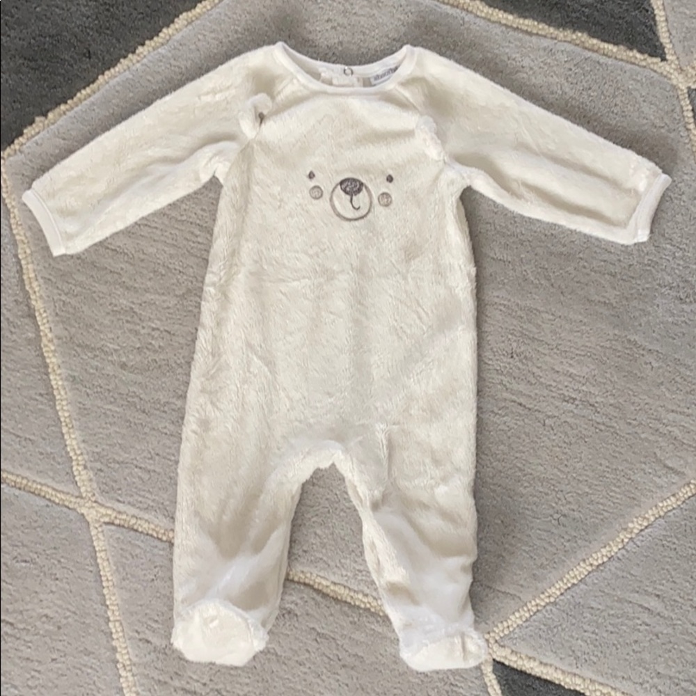 Absorba Teddy Bear Fuzzy One Piece Footie